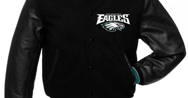 Philadelphia Eagles Black Wool And Leather Jacket